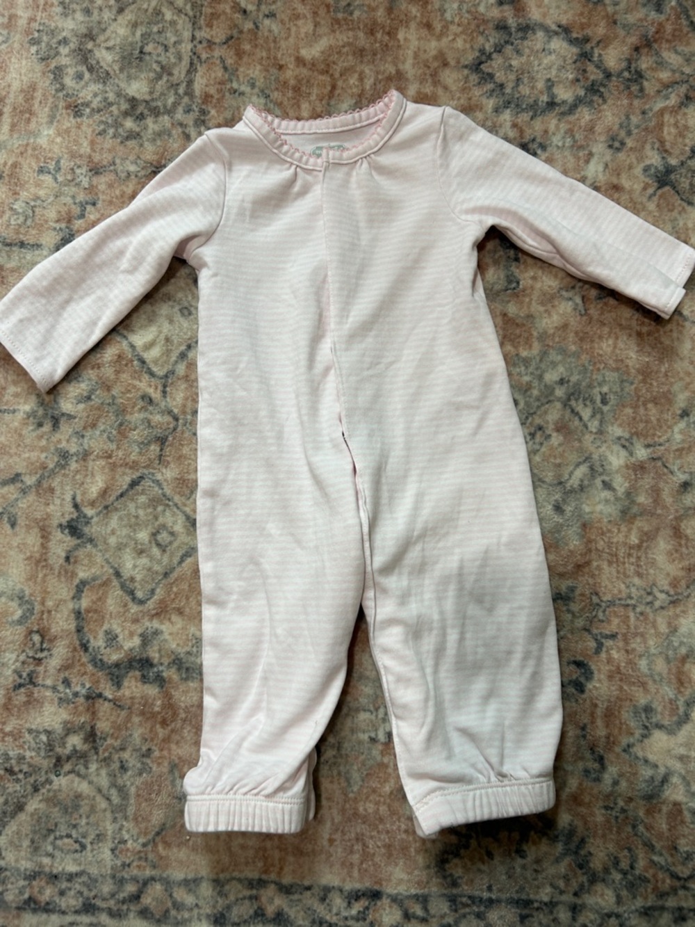 Mudpie 100% Cotton Baby Snap Romper Light Pink Stripes